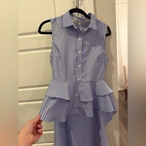 English Factory Blue and White Striped Button-Up Top NWT